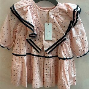 Pink Chicken Raphaela Pink Dress with Navy Dots NWT